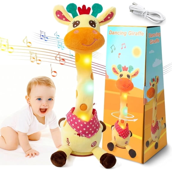 Singing Musical Giraffe Toy, Dancing Talking Giraffe, Interactive Singing Toy with Light, Recording Function, Best Gift for Your Kids (Rechargeable+Remote Control)