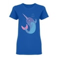 thumbnail image 1 of Singing Narwhal Shaped T-Shirt Women -Image by Shutterstock, Female XX-Large, 1 of 2