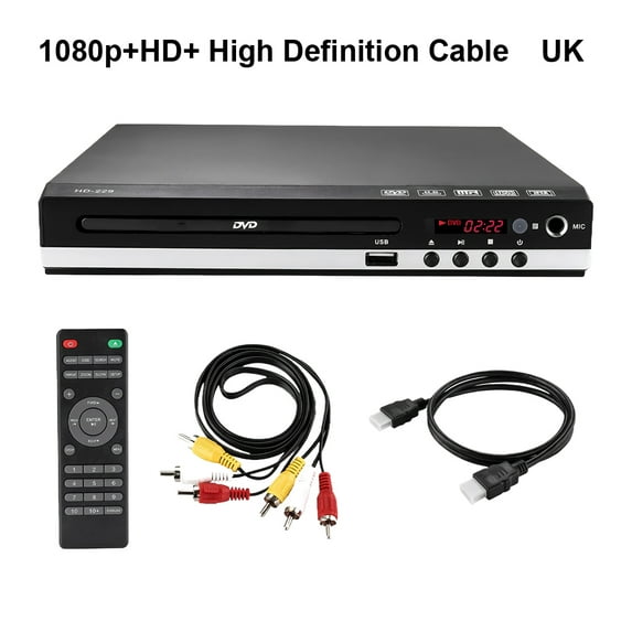 Singing Player with Mini DVD Player Enhanced Clarity Smart Functionality Dvd Player for Smart Tv Mini HD 1080p US Plug (1080p HD cableUK Pl)