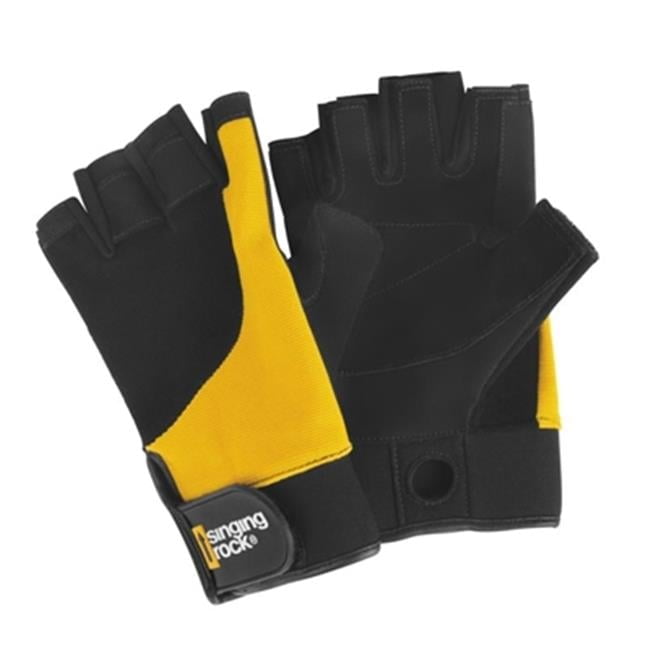 Singing Rock 497760 Falconer 3 by 4 Gloves, Black & Yellow - Large