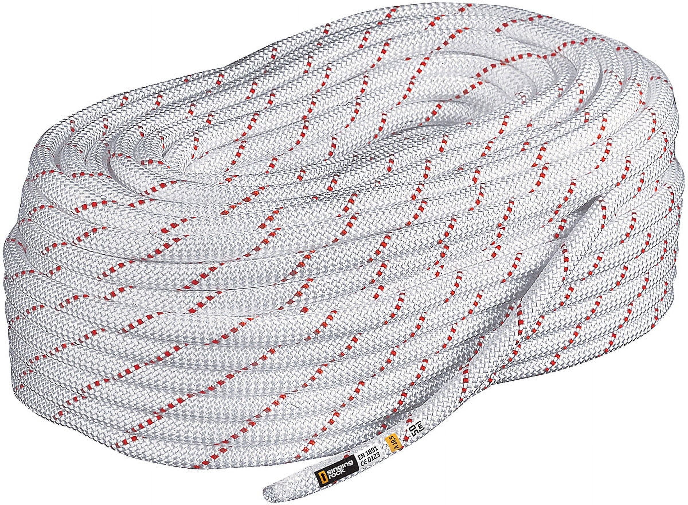 Singing Rock Route 44 10.5mm Static NFPA Certified White Rope - 150' Length with Red Tracers