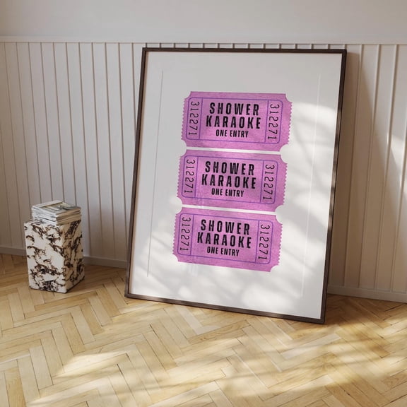 Singing Shower Karaoke Pink Cream Aesthetic Vintage Poster Unframed Paper Print