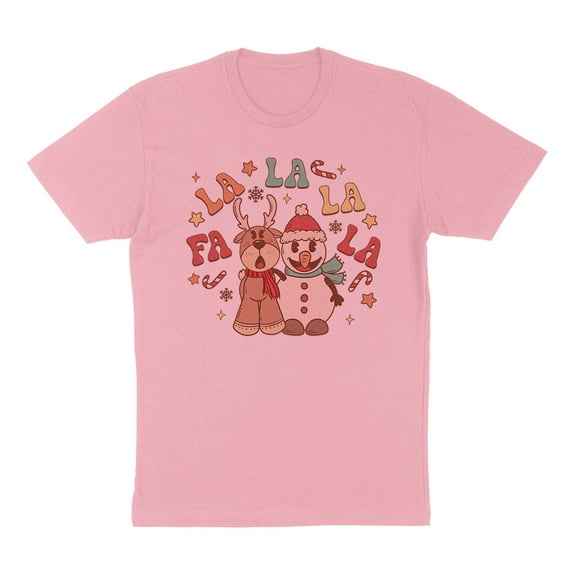 Singing Snowman and Reindeer Shirt Unisex Small Pink