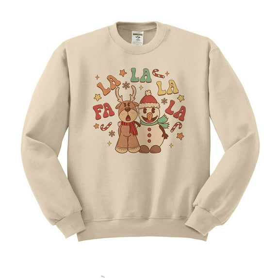 Singing Snowman and Reindeer Sweatshirt Unisex Large Sand
