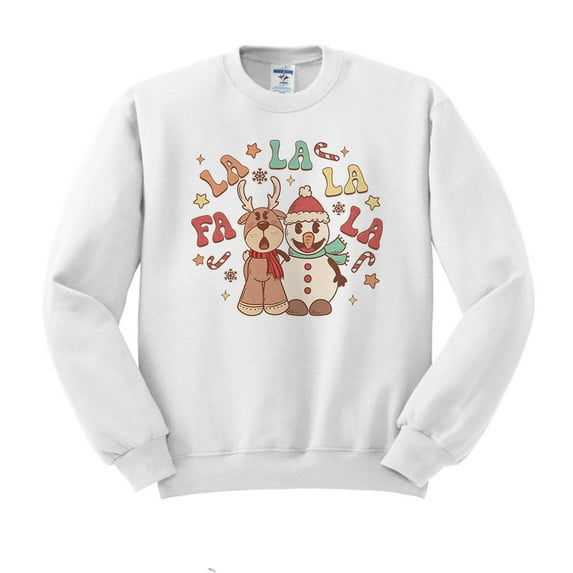 Singing Snowman and Reindeer Sweatshirt Unisex Large White