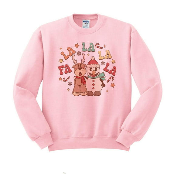 Singing Snowman and Reindeer Sweatshirt Unisex Small Pink