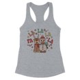 thumbnail image 1 of Singing Snowman and Reindeer Tank Top Fitted Racerback Women's Medium Heather Grey, 1 of 5