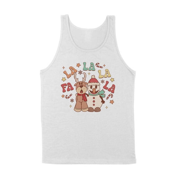 Singing Snowman and Reindeer Tank Top Unisex Large White