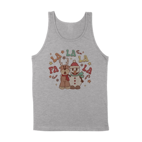 Singing Snowman and Reindeer Tank Top Unisex Medium Grey