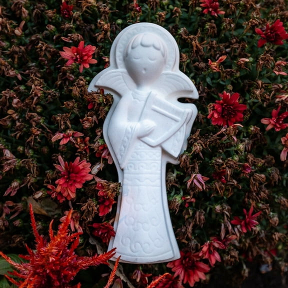 Singing Wall Angel Harp 8" IN STOCK Ceramic Bisque Ready To Paint Pottery