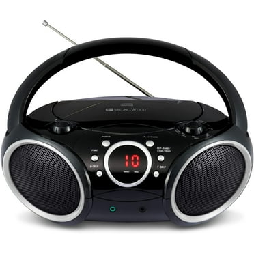 Singing Wood SBX030C Portable CD Player Boombox with Aux Line-in Cable, AM/FM Stereo Radio, Gray