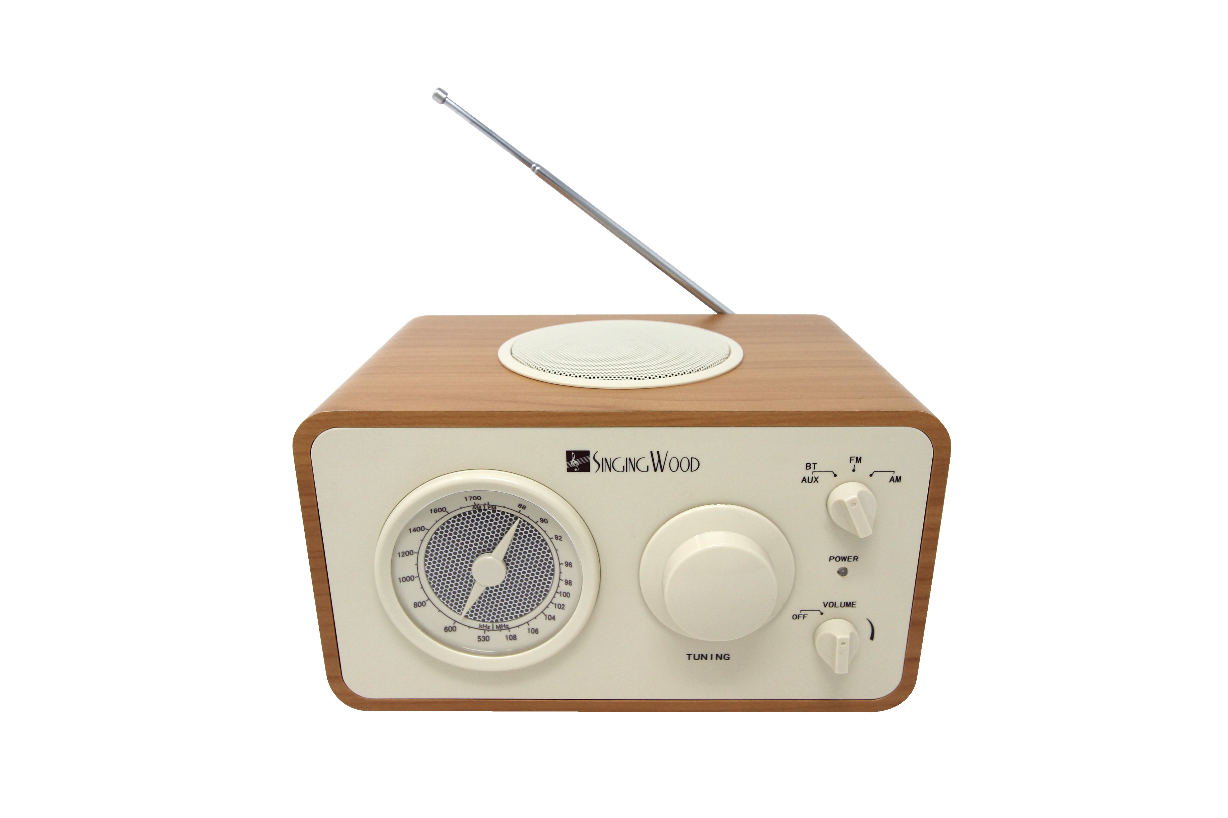 Singing Wood SWR20BT Retro Vintage Wood AM/FM/Bluetooth Radio - Beech Wood  