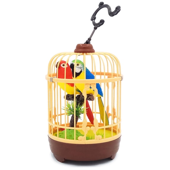 Singing and Chirping Bird Toy in Cage, Talking Parrot Realistic Sounds Movements Dancing Bird Animal Toy