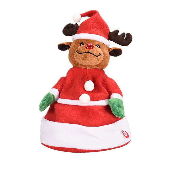Singing and Dancing Christmas Hat Electric Swing Moving Glowing Santa Hat Plush Funny Xmas Toy Hat Musical Christmas