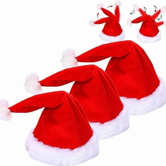 Singing and Dancing Electric Christmas Santa Hat for Adults Kids, Plush Red Christmas Hat Swing Moving with Music Xmas Gifts