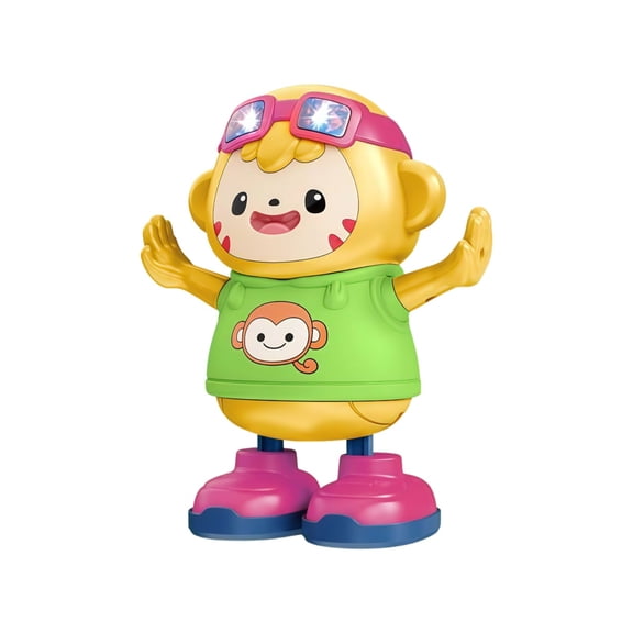 Singing and Dancing Monkey Robot with Light Up Musical Feature, Interactive Figurine Toy for Toddlers and Kids, Fun Learning Play