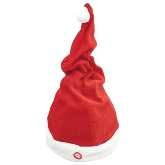 Singing and Dancing Santa Hat with Swinging Motion, Red Plush for Christmas Party Costume Decoration Family Fun