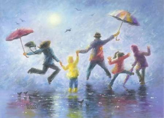 Singing in the Rain Canvas Art - Vicki Wade (20 x 28)