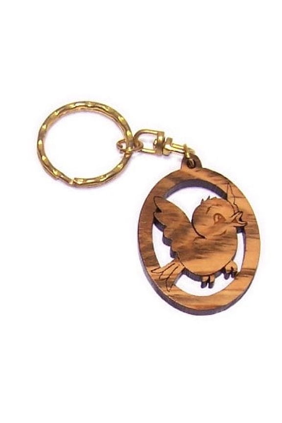 Singing small Bird Olive wood Key Chain (3.8cm cm or 1.5")