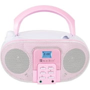 SingingWood GC01 Macarons Series Portable CD Player Boombox with AM FM Stereo Radio Kids CD Player LCD Display, Front Aux-in Port Headphone Jack, Supported AC or Battery Powered -Rose