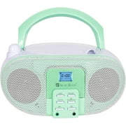 SingingWood GC01 Macarons Series Portable CD Player Boombox with AM FM Stereo Radio Kids CD Player LCD Display, Front Aux-in Port Headphone Jack, Supported AC or Battery Powered -Pistachio
