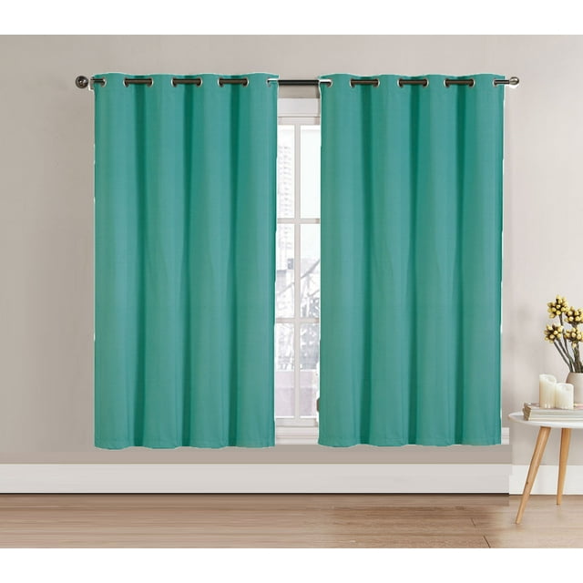 Single (1) Blackout Window Curtain Panel Turquoise, Silver Metal