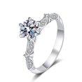 thumbnail image 1 of Single 1 Carat Round Moissanite Rings for Women - 925 Sterling Silver Wedding Band Ring & Engagement Party Jewelry Gift - Passes Tester, 1 of 7
