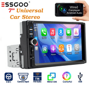 ESSGOO Single 1 Din 7" Touch Screen Car Stereo with Wired Apple/Android CarPlay, Support Bluetooth Mirror Link, 7-Color Display Button; Not Support WIFI GPS