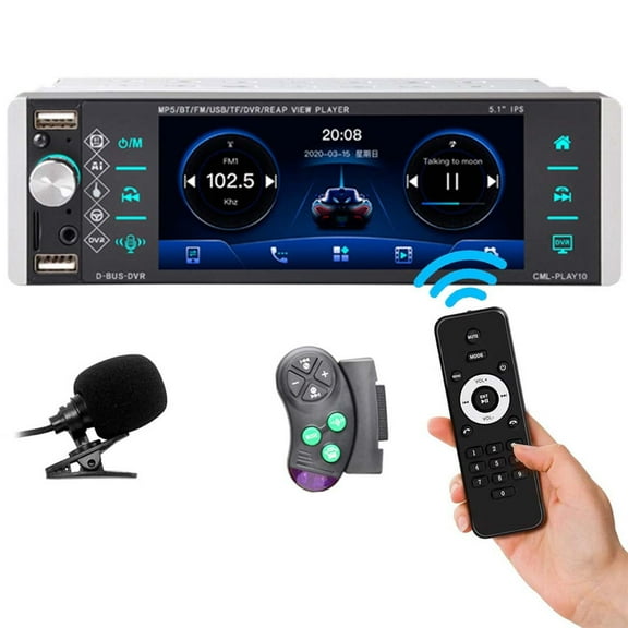 Single 1 Din Car Stereo 5.1 Inch Bluetooth Car Stereo Voice Control with microphone,IPS Touch Screen Car Radio AM/RDS/FM/Mirror Link/SWC/3USB