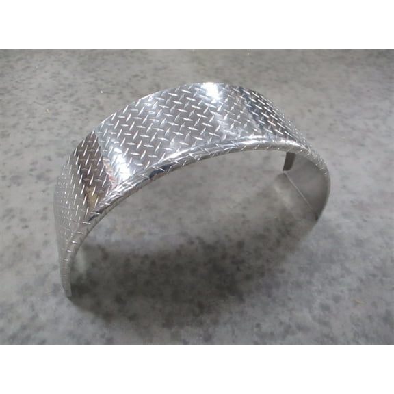 Single (1) Round Aluminum Tread Plate Cargo Trailer Fender 34"L  17.25"H  10"W