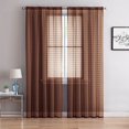 thumbnail image 1 of Single (1) Sheer Rod Pocket Window Curtain Panel: 55" W X 63" L, Plaid/Check Design (Chocolate Brown), 1 of 1