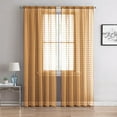 thumbnail image 1 of Single (1) Sheer Rod Pocket Window Curtain Panel: 55" W X 63" L, Plaid/Check Design (Gold), 1 of 1