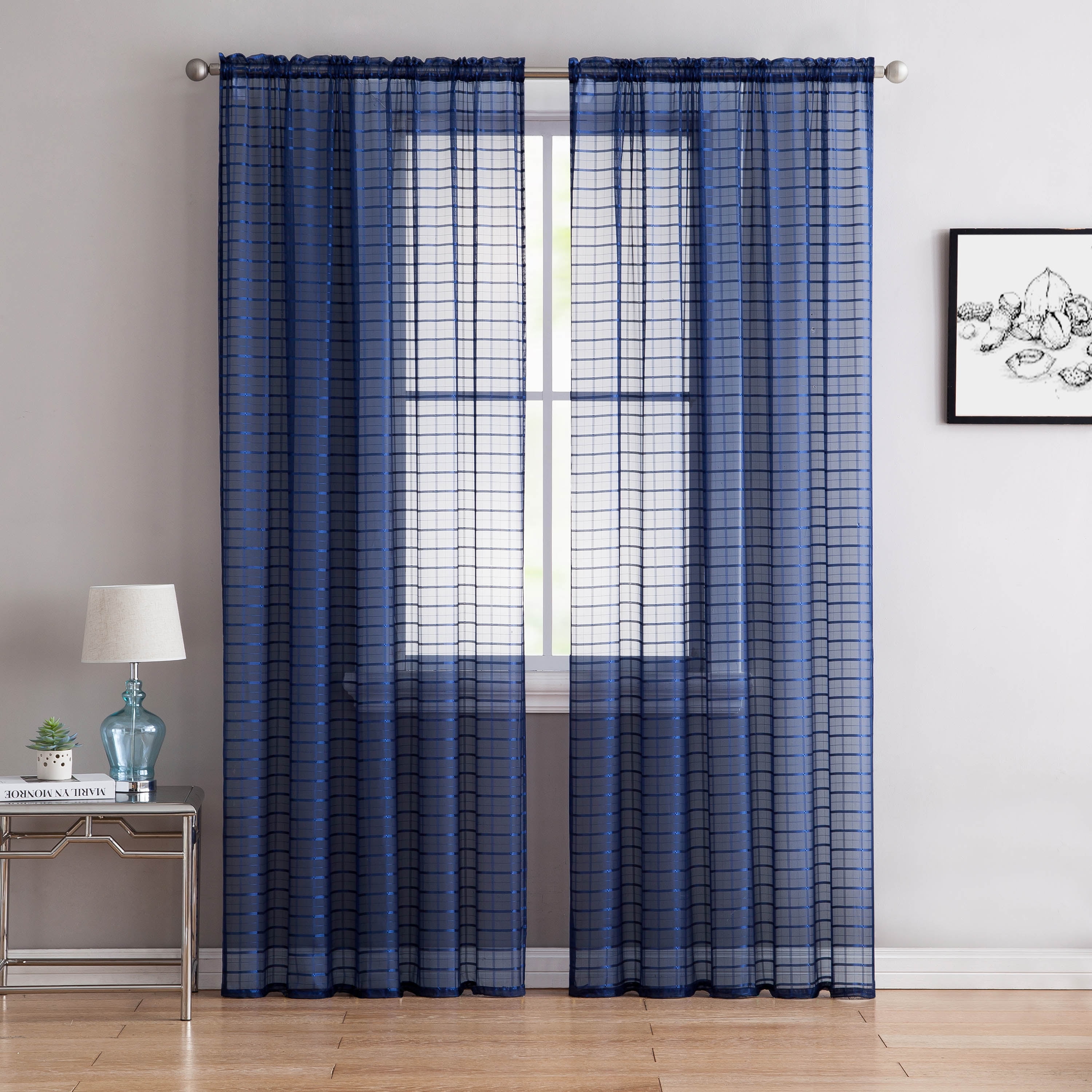 Single (1) Sheer Rod Pocket Window Curtain Panel: 55