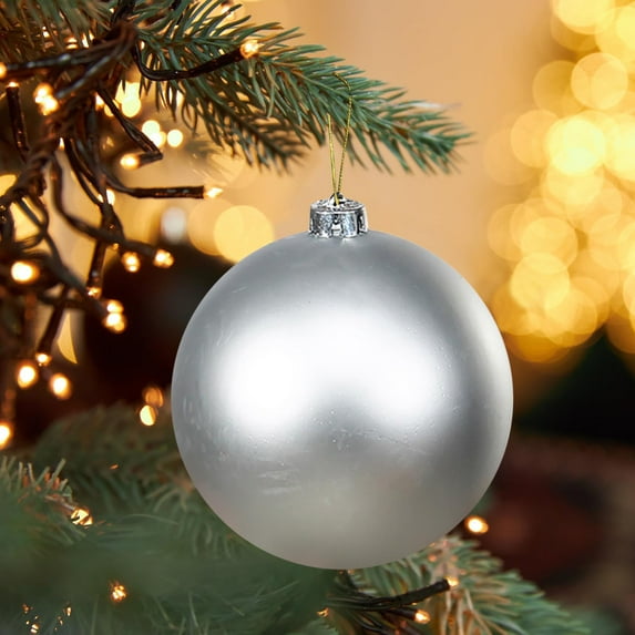 Single 12cm Shatterproof Christmas Ornament Ball - Large Plastic Hanging Pendant for Xmas Tree, Window Display & Holiday Decor (Kid-Safe, 4.72 Inch) Silver