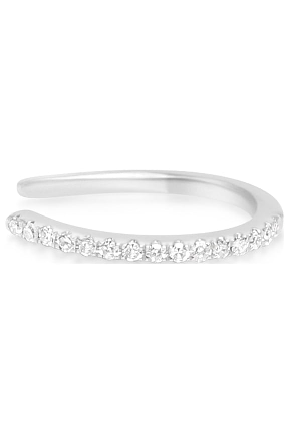 Single 14k Solid White Gold And Genuine Natural Diamond Ear Cuff No Piercing Required