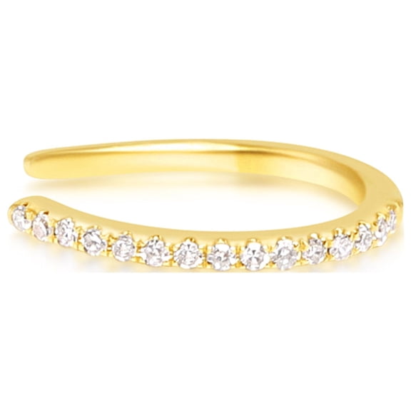 Single 14k Solid Yellow Gold And Genuine Natural Diamond Ear Cuff No Piercing Required