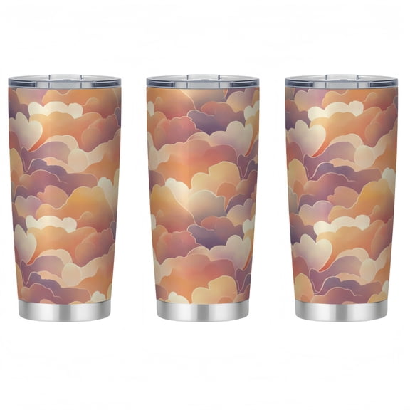 Single 20 Ounce Cloud Pattern Stainless Steel Tumbler with Straw - 304 Stainless Steel Interior, Insulated Car Cup for Office, Outdoor, Daily Use