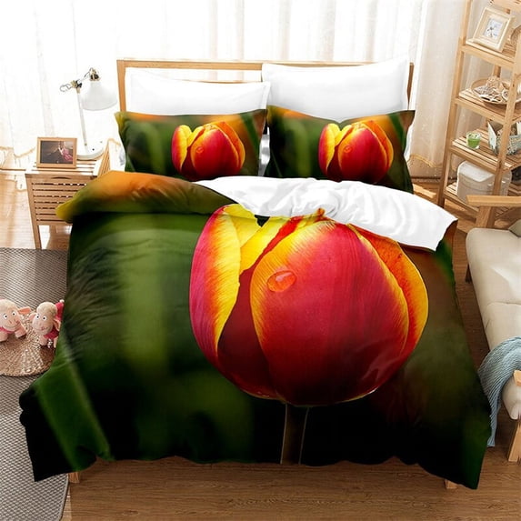 Single 3PCS Size Twin Sets Bedding King Cover Quilt Flower 3D bed Double Set Cover Duvet Tulip