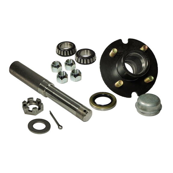 Single - 4-Bolt On 4 Inch Hub Assembly - Includes (1) 1-1/16 Inch Straight Spindle & Bearings