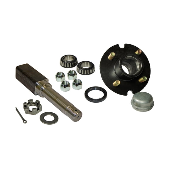 Single - 4-Bolt On 4 Inch Hub Assembly - Includes (1) Square Shaft 1-1/16 Inch Straight Spindle & Bearings