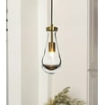thumbnail image 1 of Single 5.13" Wide Cord Hung Farmhouse Antique Gold Glass Pendant Rustic Kitchen Hanging Lamp With Clear Teardrop Shade, 1 of 6