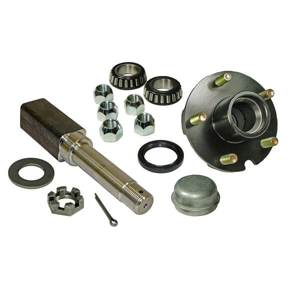 Single - 5-Bolt On 4-1/2 Inch Hub Assembly - Includes (1) Square Shaft 1-1/16 Inch Straight Spindle & Bearings