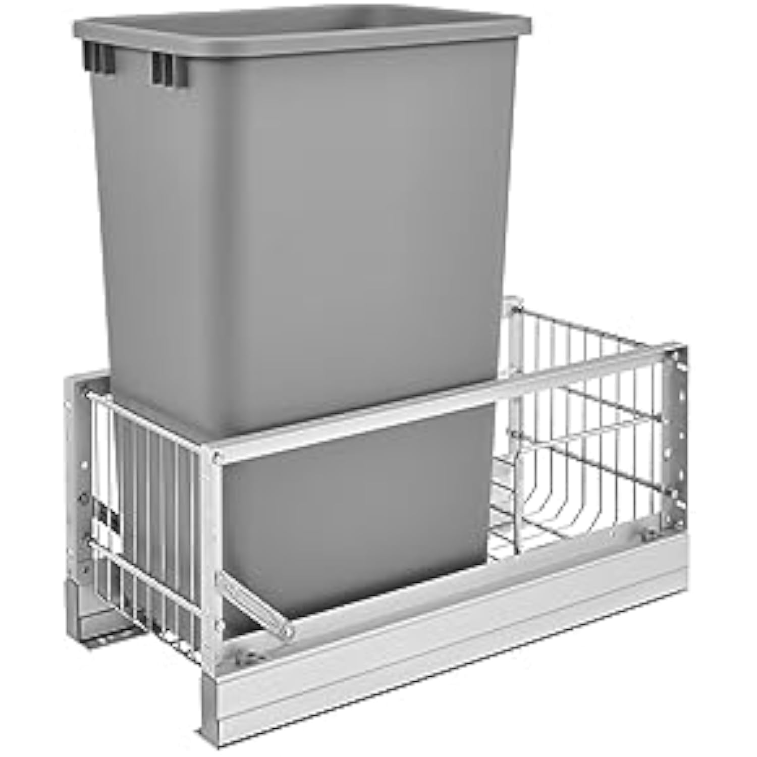 Single 50 Qt. Pull-Out Brushed Aluminum and Silver Waste Container ...