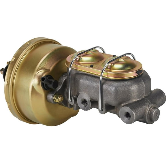 Single 7 Inch Brake Booster Master Cylinder Combo, 1-1/8 Inch Bore