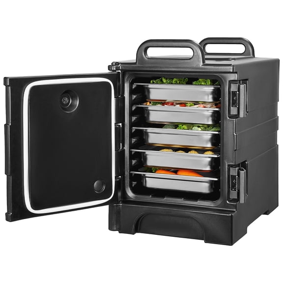 Single 81QT Insulated Front Loading Hot Food Carrier with Dual Buckles & Carry Handles Stackable Catering Thermal Box