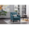 thumbnail image 1 of Single Accent Sofa Chair with Small Pillow, Mid Century Modern Armchair with Decorative Nailheads and Solid Wood Legs, Wingback Linen Fabric Upholstered Reading Chair for Living Room Bedroom, Teal, 1 of 7