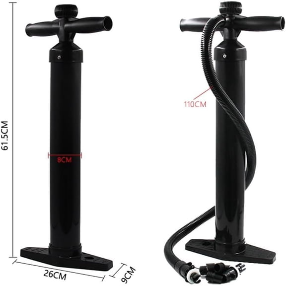 Single Action Hand Pump, Max 1.8BAR (26PSI) Hand-Powered Manual Air Pump, Hand Pump w/Pressure Gauge, High-Pressure Super Pump with 6 Nozzles for Air Beds, Kayaks, Inflatable Tent