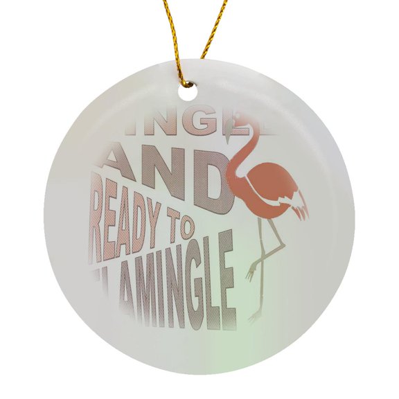 3drose, Single and Ready to Flamingle Dating, Circle Porcelain Ornament