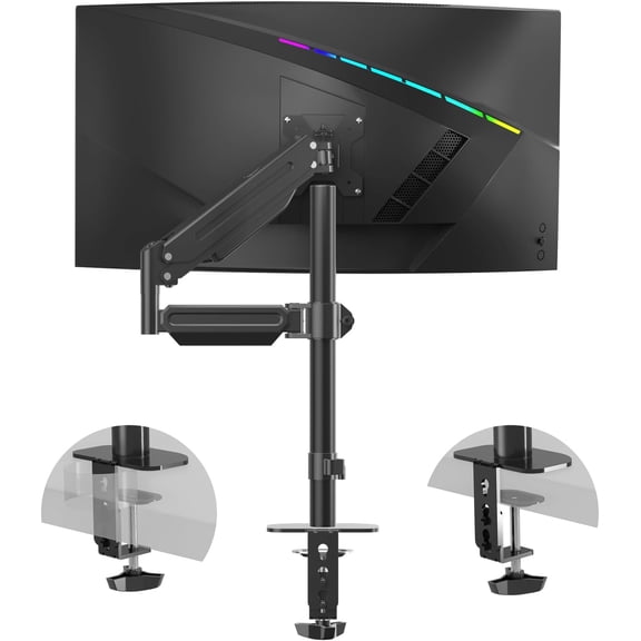 Single Arm for 13-32 Inch Computer 22 lbs,Gas Spring Stand for Desk with Swivel/Tilt/Rotation, VESA 75x75 or 100x100mm