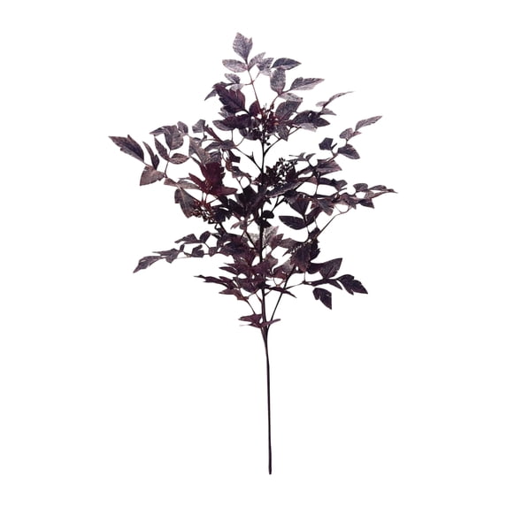 Single Artificial Cimicifuga Leaf Stem, 23‑33 Inch Faux Plum-Purple Fall Foliage Branch, Realistic Autumn Decorative Stem for Vase, Table Centerpiece,Halloween Home Decor,E